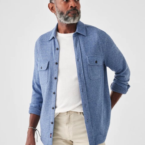 Faherty Legend Sweater Shirt- Blue - Picture 1 of 3